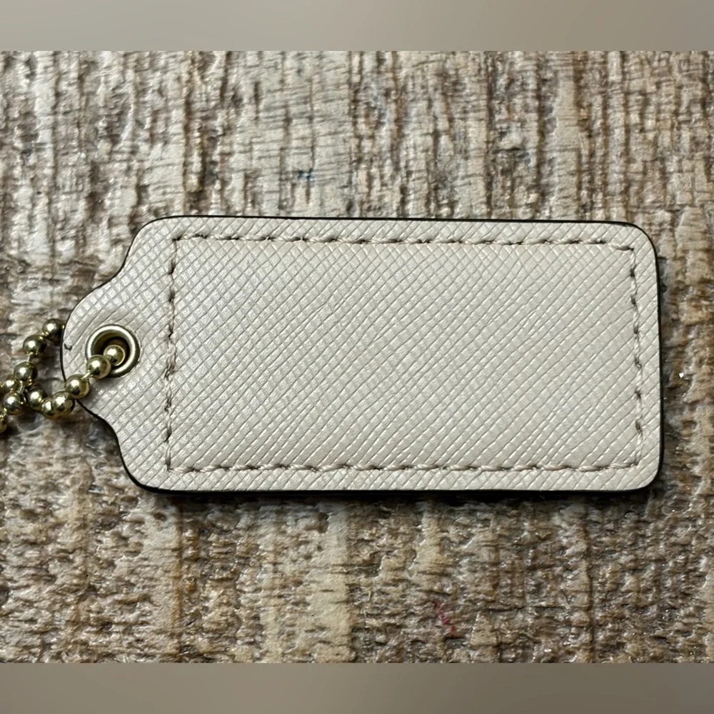COACH Cream Leather Hang Tag/Key Holder with Gold Hardware